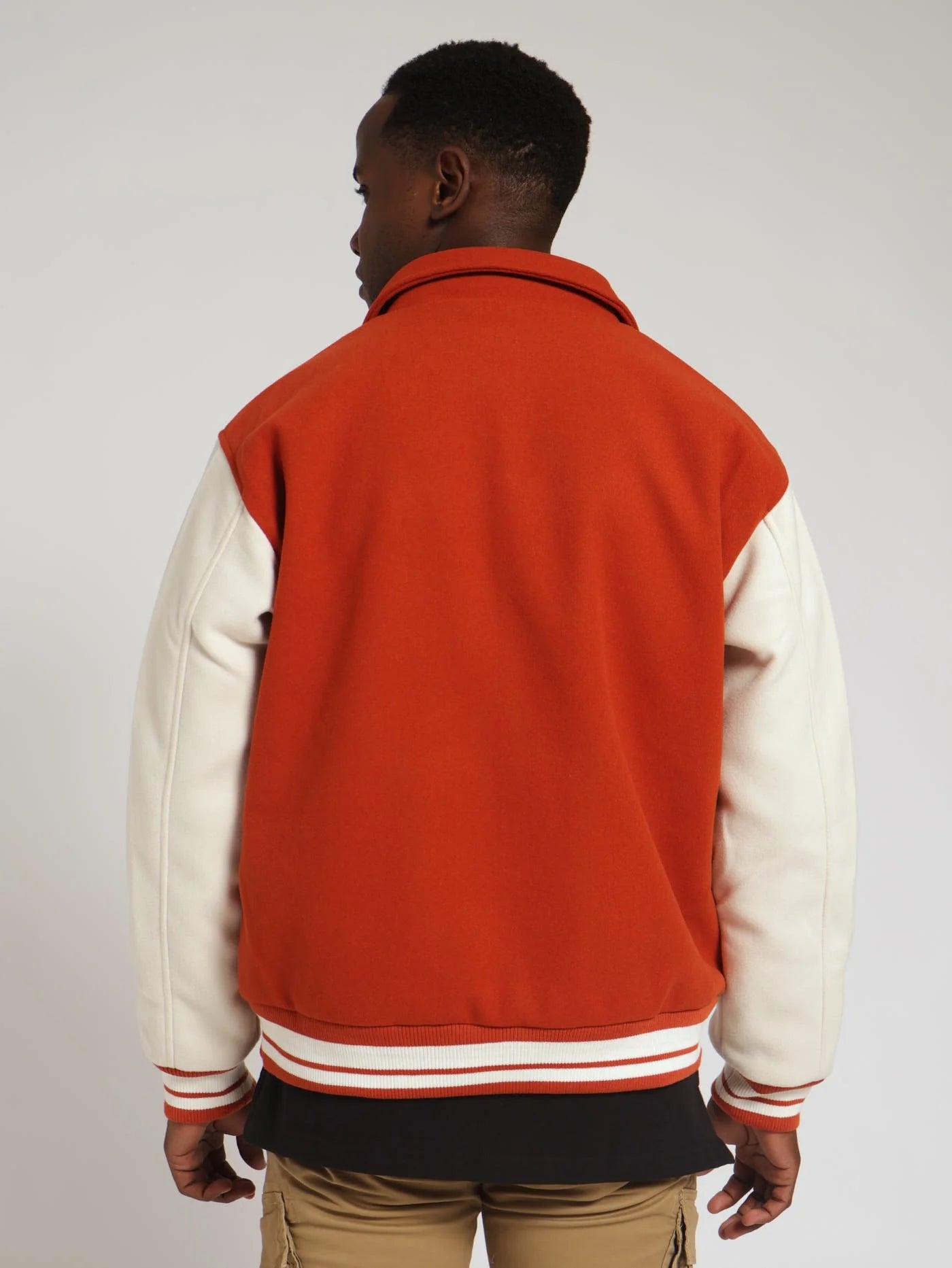 Melton Varsity Jacket Burnt Orange