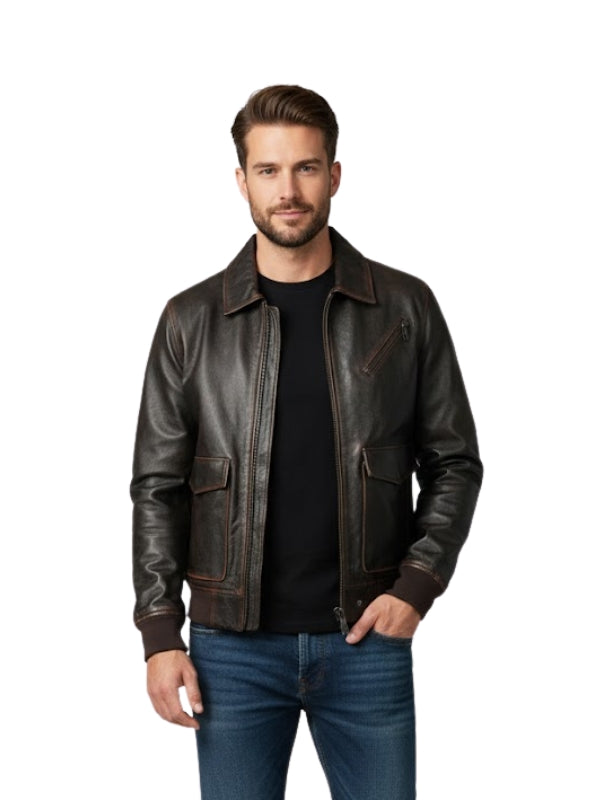 Men's B3 Raf Aviator Flying Pilot Vintage Black Bomber Jacket