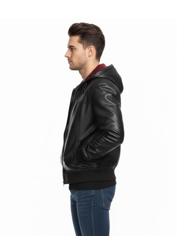 Men's Real Lambskin Slim Fit Black Moto Biker Leather Jacket