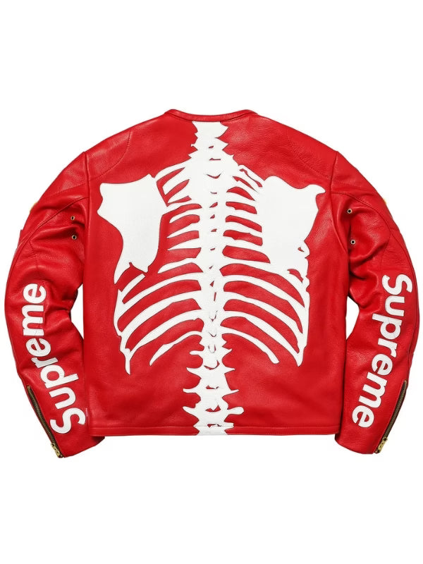 Supreme Vanson Skeleton Red Leather Jacket