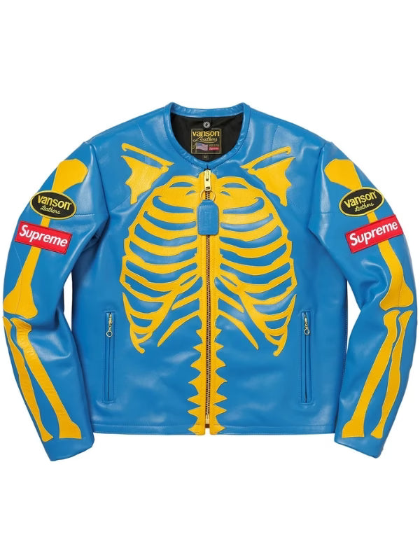 Supreme Vanson Skeleton Red Leather Jacket