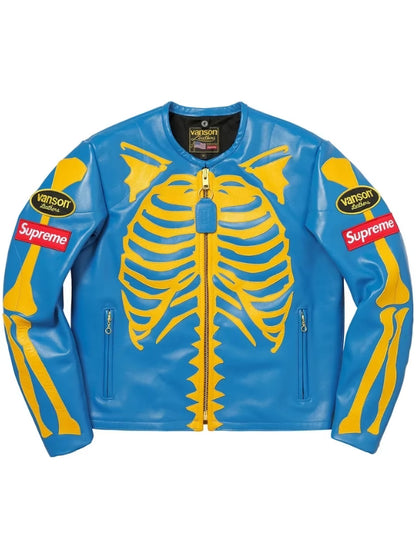 Supreme Vanson Skeleton Red Leather Jacket