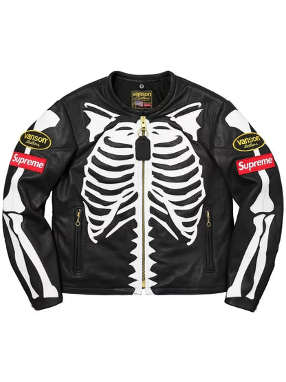 Supreme Vanson Skeleton Red Leather Jacket