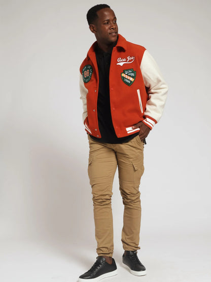 Melton Varsity Jacket Burnt Orange