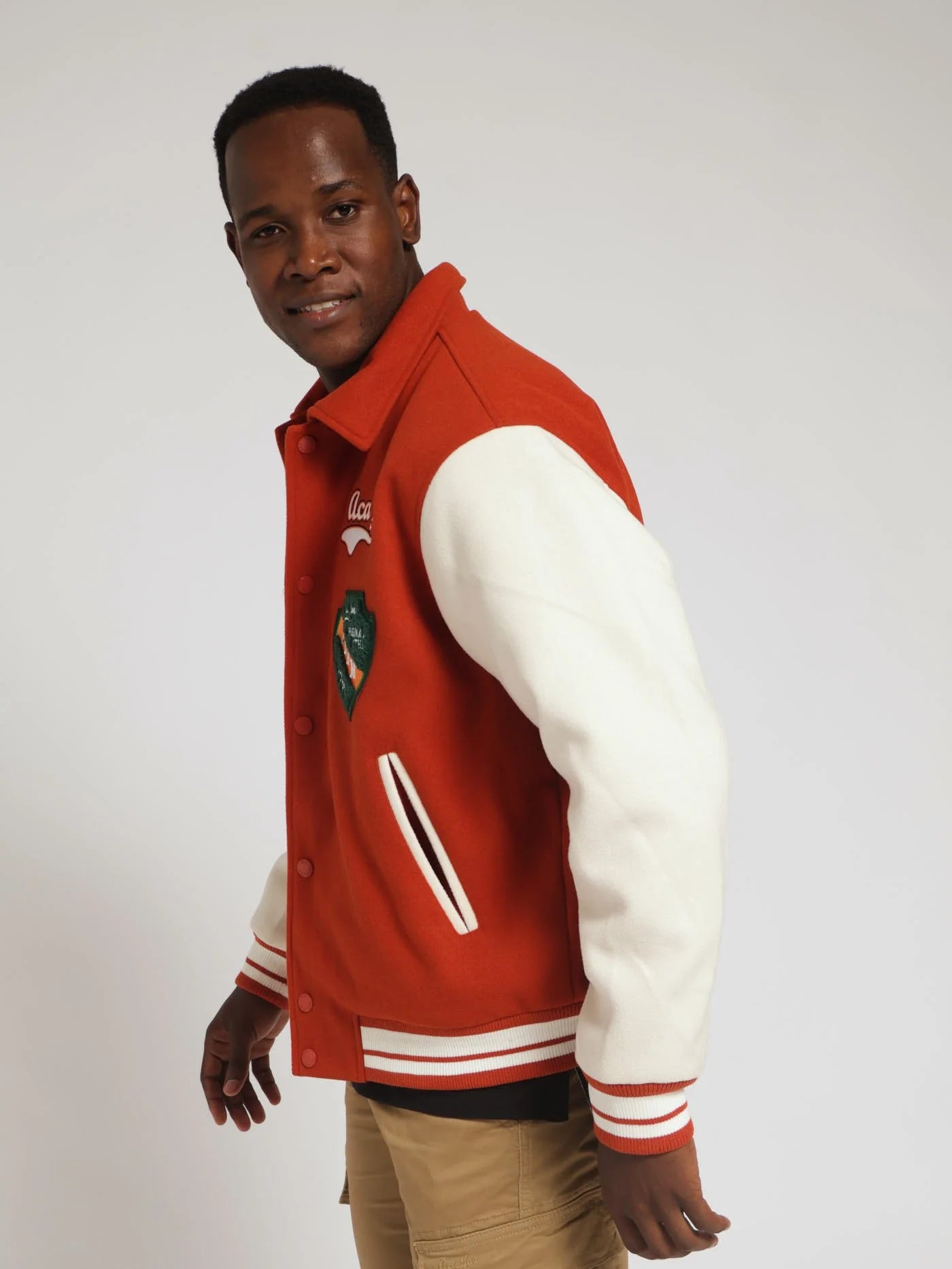 Melton Varsity Jacket Burnt Orange